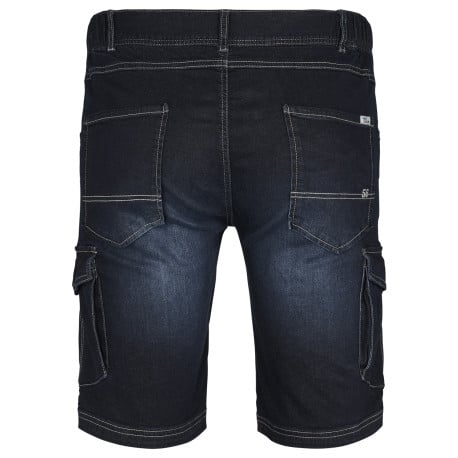 Short Cargo en jean de coton indigo uni aux coutures contrastées - Image 2