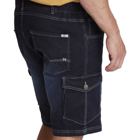 Short Cargo en jean de coton indigo uni aux coutures contrastées - Image 7