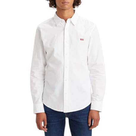 Chemise blanche en coton unie avec une coupe ajustée et un col français