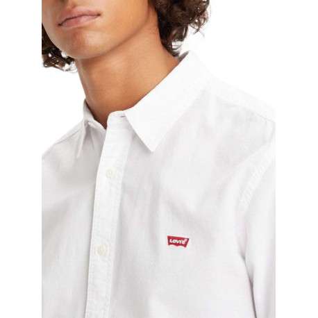 Chemise blanche en coton unie avec une coupe ajustée et un col français - Image 3