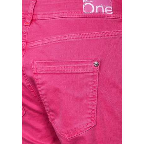 Pantalon fuchsia avec une coupe slim et liens de serrage autour de la taille - Image 5