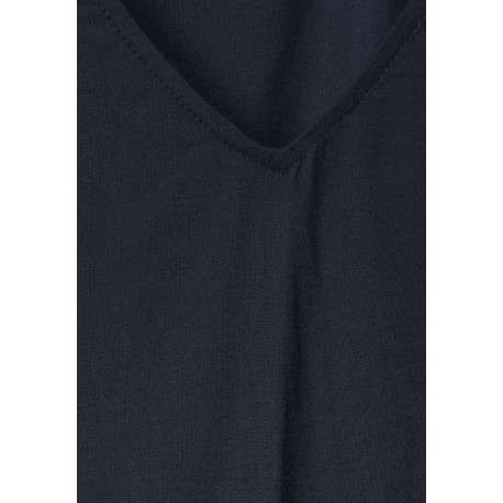 Robe courte marine unie avec manches 3/4 resserrées par un lien - Image 4
