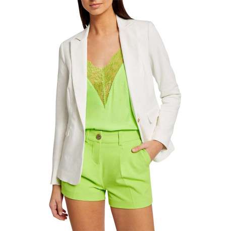 Blazer blanc uni avec une coupe près du corps et 2 poches latérales - Image 4