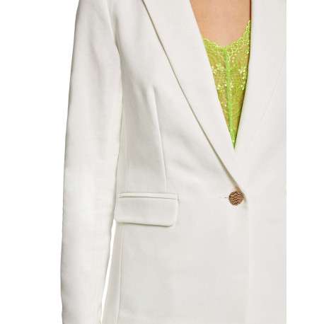 Blazer blanc uni avec une coupe près du corps et 2 poches latérales - Image 5