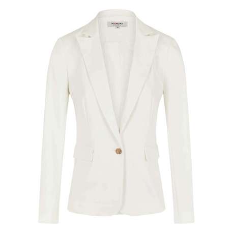 Blazer blanc uni avec une coupe près du corps et 2 poches latérales
