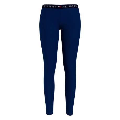 Legging en coton biologique mélangé bleu uni avec une coupe slim