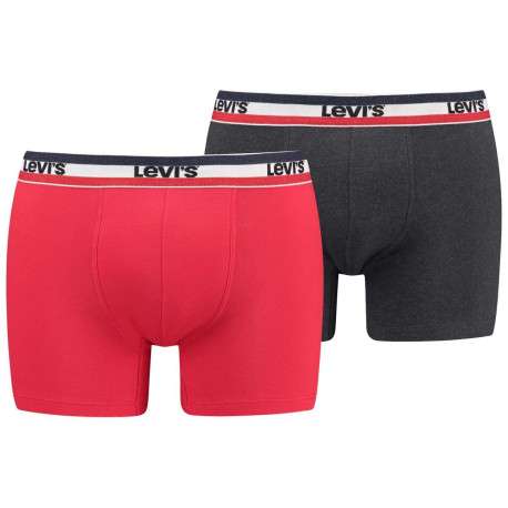 Lot de 2 Boxers bicolore rouge et gris foncé en coton biologique