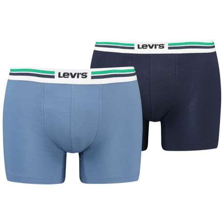 Lot de 2 Boxers bleu uni en coton biologique avec une ceinture élastiquée
