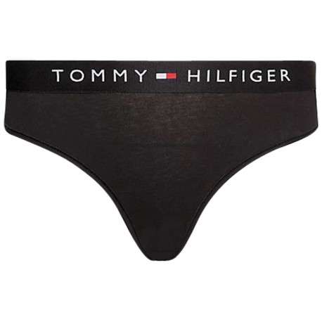 Slip noir uni avec nom de la marque inscrit sur la bande élastiquée