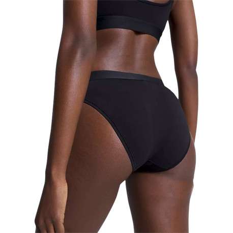 Slip noir uni avec nom de la marque inscrit sur la bande élastiquée - Image 2