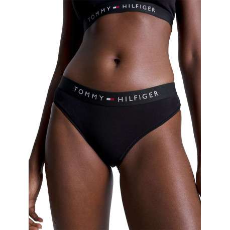 Slip noir uni avec nom de la marque inscrit sur la bande élastiquée - Image 3