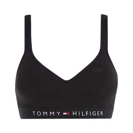 Brassière noire unie avec bande de maintien noire logotypée