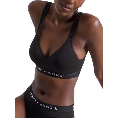 Brassière noire unie avec bande de maintien noire logotypée - Image 3