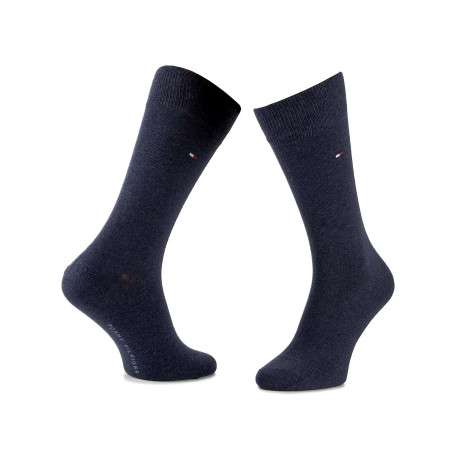 Lot de 2 paires de chaussettes hautes marine unies avec logo brodé - Image 2