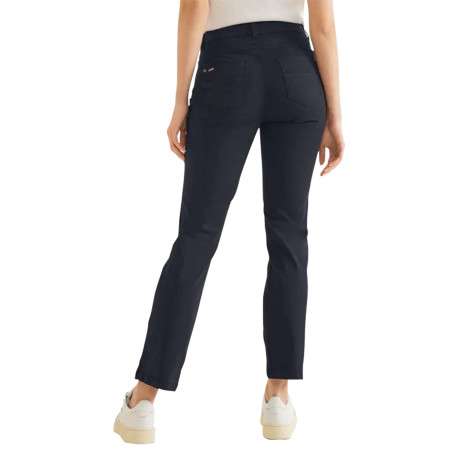 Pantalon marine uni en coton avec 5 poches et une coupe droite - Image 2