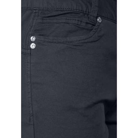 Pantalon marine uni en coton avec 5 poches et une coupe droite - Image 4