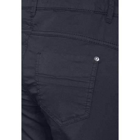 Pantalon marine uni en coton avec 5 poches et une coupe droite - Image 5