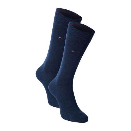 Lot de 2 paires de chaussettes hautes marine unies avec logo brodé
