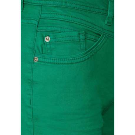 Pantalon 7/8éme vert uni avec une coupe large et une taille haute - Image 4