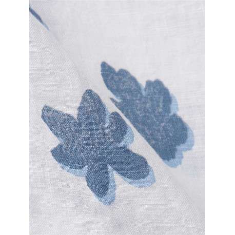 Chemise en lin blanche fleurie avec une coupe droite et un col cubain - Image 6