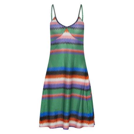 Robe multicolore imprimée avec une coupe droite et des manches à bretelles