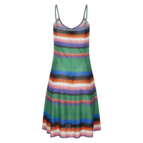 Robe multicolore imprimée avec une coupe droite et des manches à bretelles - Image 2