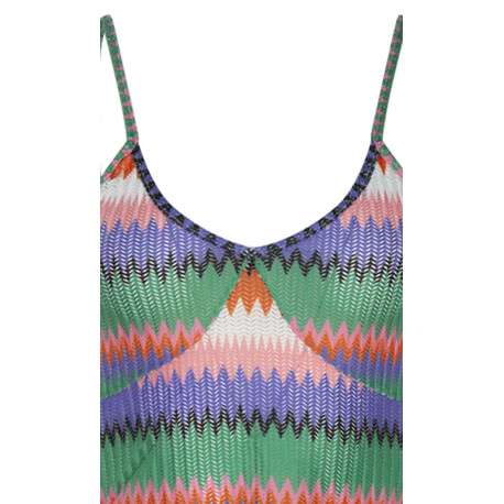Robe multicolore imprimée avec une coupe droite et des manches à bretelles - Image 3