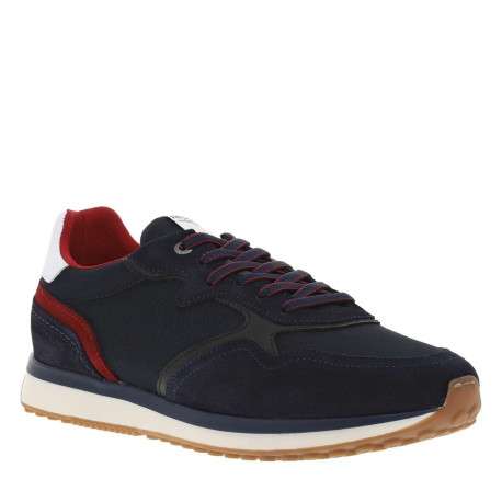 Baskets basses en nubuck et Mesh bleu marine à semelle runnig crantée - Image 3