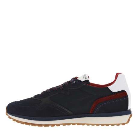 Baskets basses en nubuck et Mesh bleu marine à semelle runnig crantée