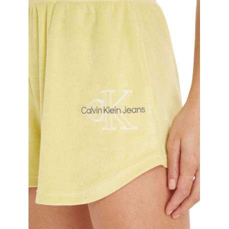 Short jaune uni avec une coupe droite et resserré au niveau de la taille - Image 5