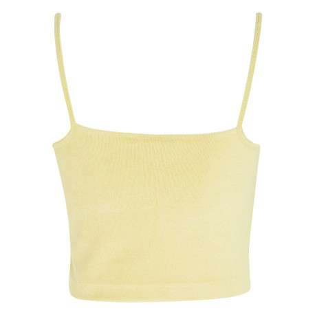 Débardeur jaune uni à bretelles avec broderies sur la poitrine - Image 2