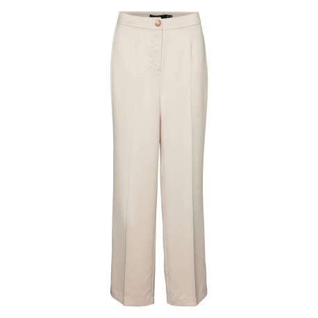 Pantalon beige uni avec une coupe regular fit et une ceinture élastiquée