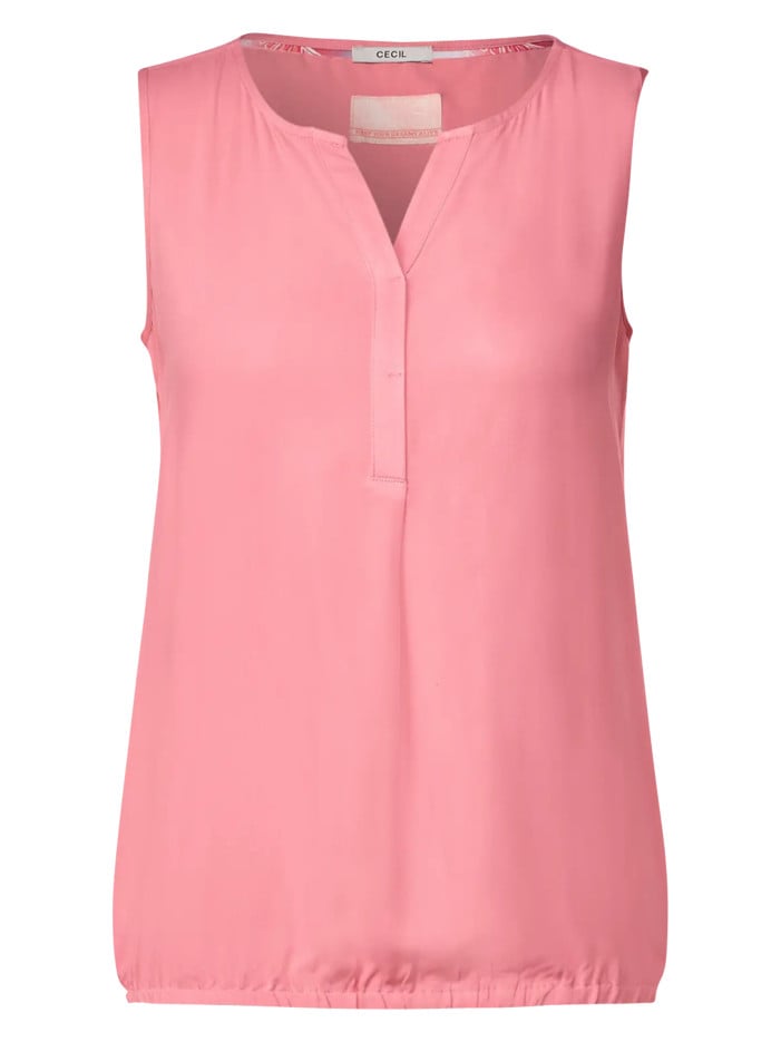 Top rose uni sans manches...