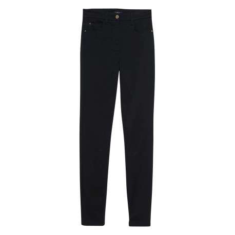Pantalon en coton mélangé noir avec une coupe slim et une taille intermédiaire - Image 5