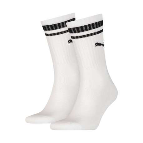Chaussettes hautes blanches unies avec tige rayée noire en bord côte