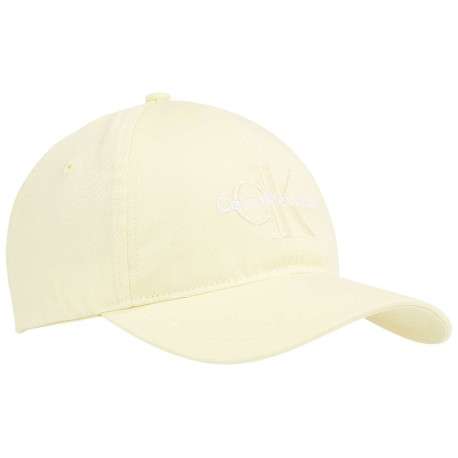 Casquette Dad Cap en coton biologique jaune pâle unie avec broderie sur le pan