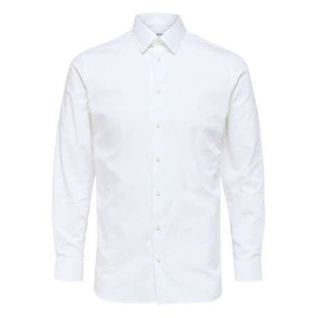 Chemise Methan blanche unie en coton avec un coupe droite et un col français