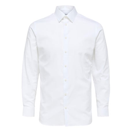 Chemise Methan blanche unie en coton avec un coupe droite et un col français