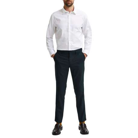 Chemise Methan blanche unie en coton avec un coupe droite et un col français - Image 2