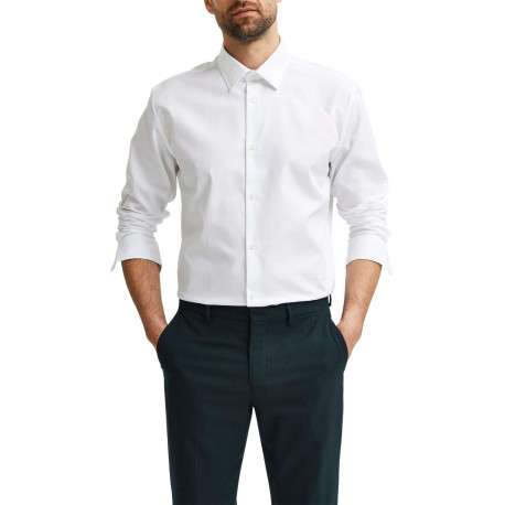 Chemise Methan blanche unie en coton avec un coupe droite et un col français - Image 4
