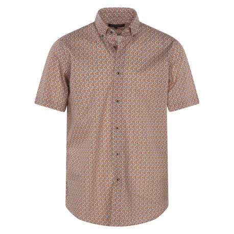 Chemise en coton orange avec une coupe droite et un col américain