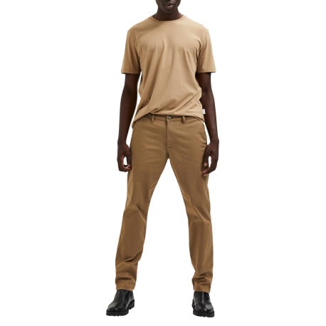 Pantalon Chino New Miles camel uni avec une coupe slim et 4 poches - Image 10