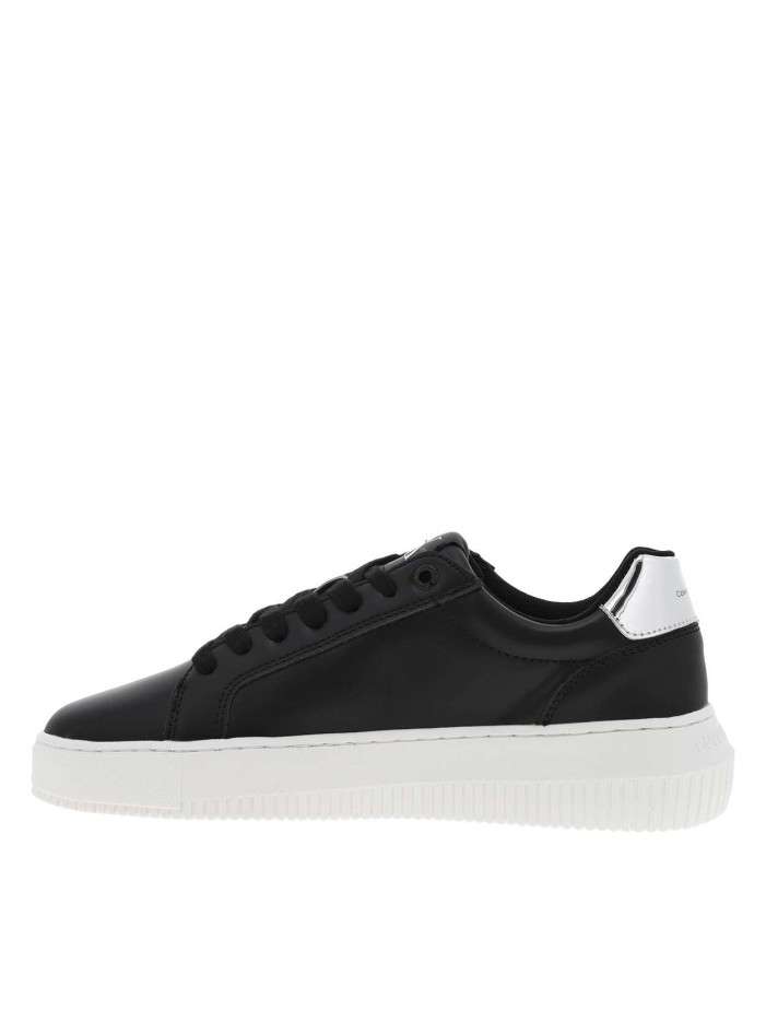 Sneakers en cuir noir à...