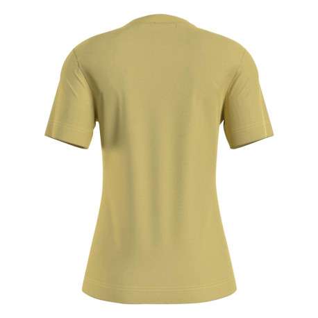 T-shirt en coton jaune uni avec une coupe près du corps et un col v - Image 2
