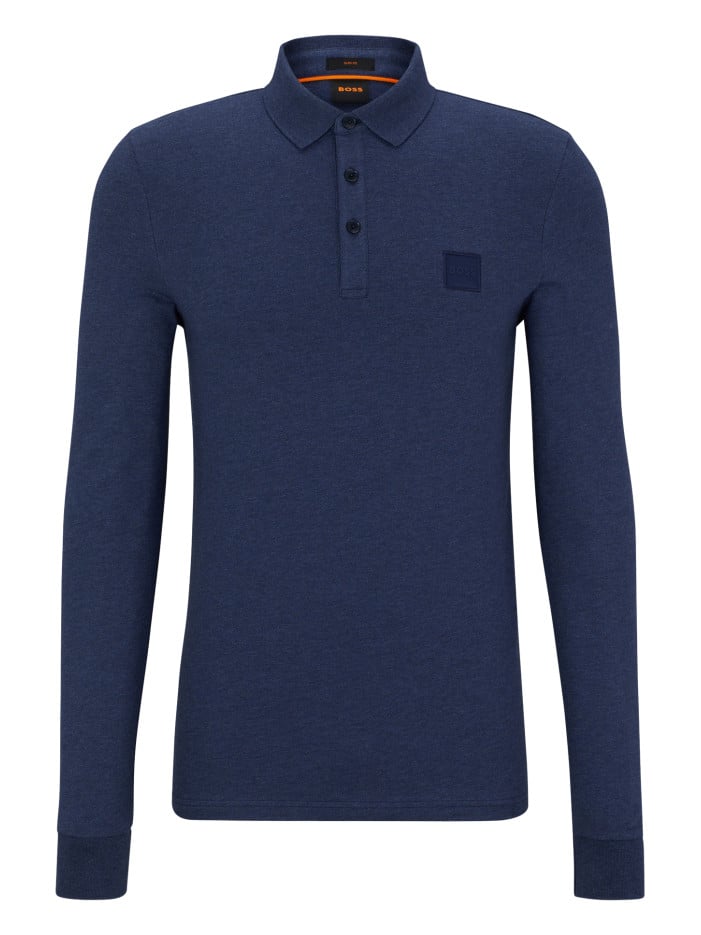 Polo en coton marine uni...