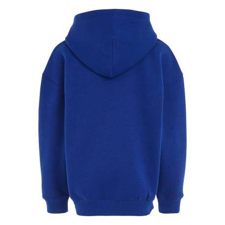 Sweat à capuche en coton mélangé bleu uni avec une coupe droite - Image 3