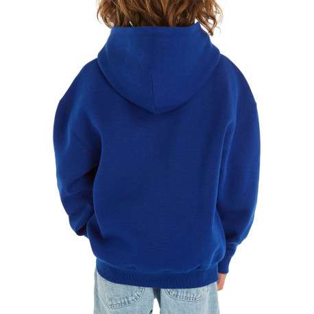 Sweat à capuche en coton mélangé bleu uni avec une coupe droite - Image 4
