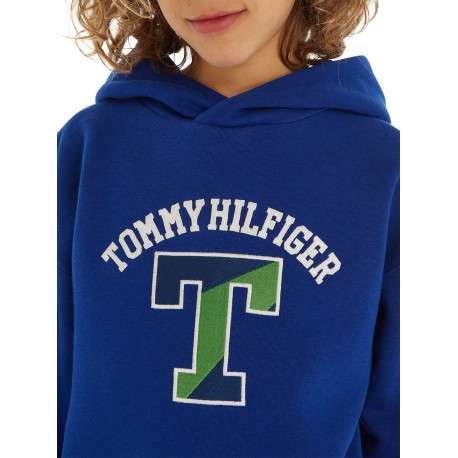 Sweat à capuche en coton mélangé bleu uni avec une coupe droite - Image 5