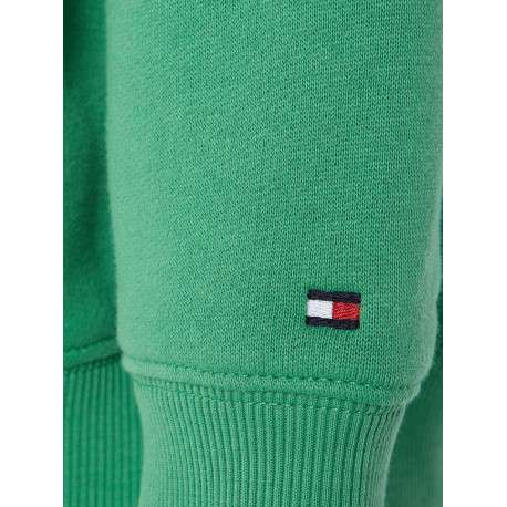 Sweat en coton mélangé vert uni avec une coupe droite et un col rond - Image 6