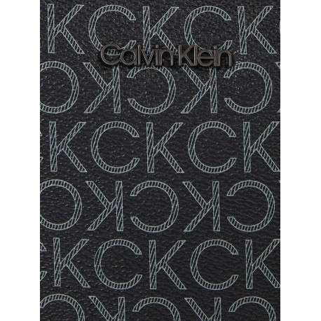 Sacoche noire grainée avec monogramme blanc imprimé et bandoulière réglable - Image 4